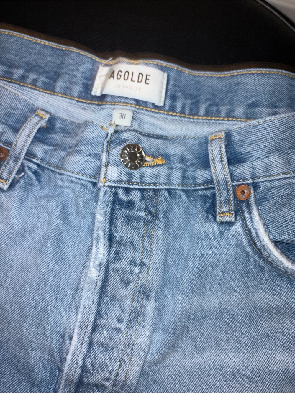 Agolde Light Wash Denim Jean Shorts